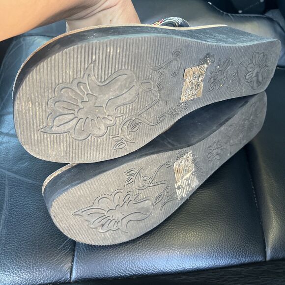 Something Else From Skechers BEADED PLATFORM THONG WOMEN'S 8 Brown - Picture 8 of 8